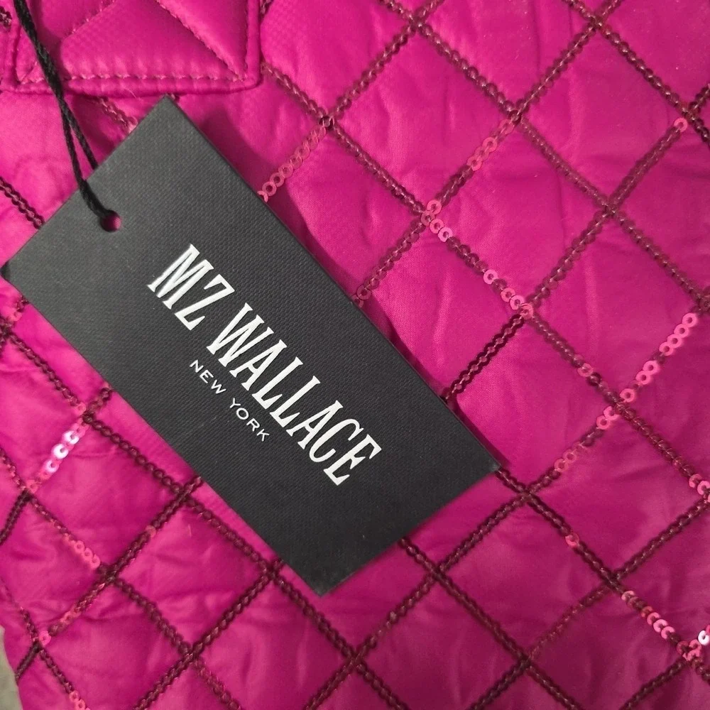 NEW MZ Wallace Mini Crossbody Metro Tote Deluxe Bag in Bright Fuchsia Sequins - Picture 7 of 16